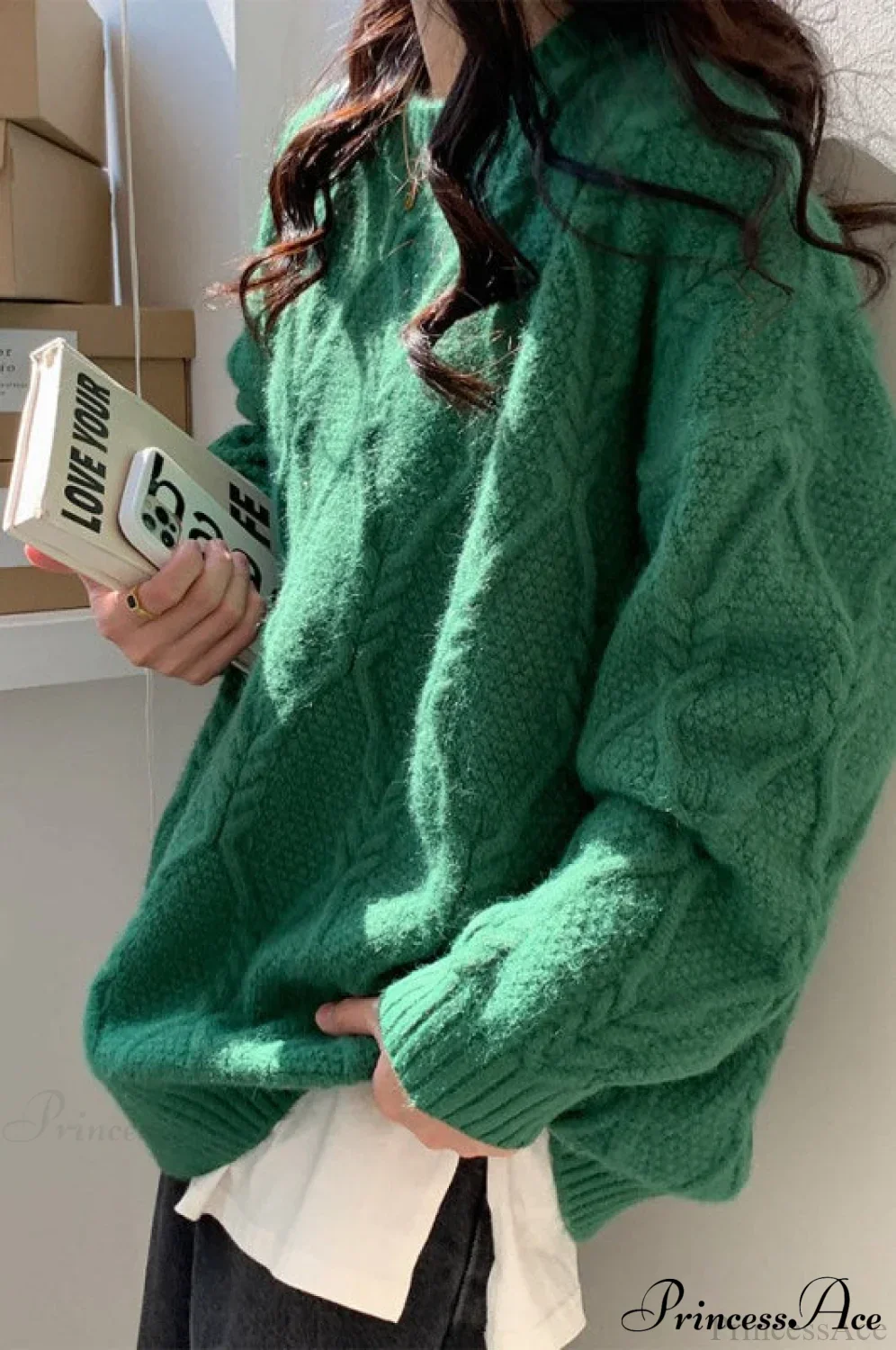 Lazy Style Candy-Colored Cable-Knit Sweater - Image 16