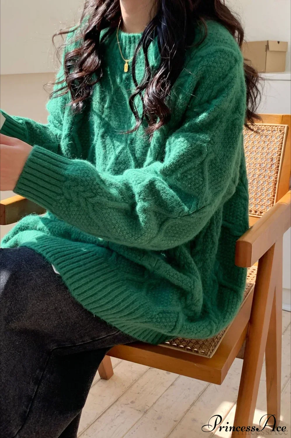 Lazy Style Candy-Colored Cable-Knit Sweater - Image 18