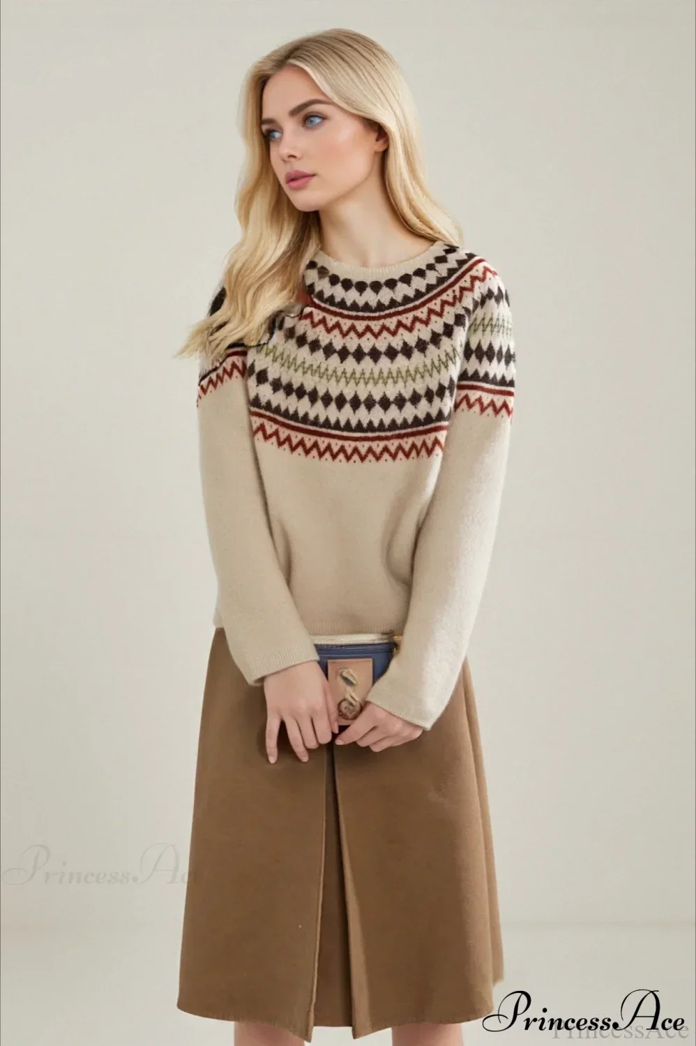 Lazy-Style Fair Isle Retro Versatile Crew-Neck Sweater - Image 5