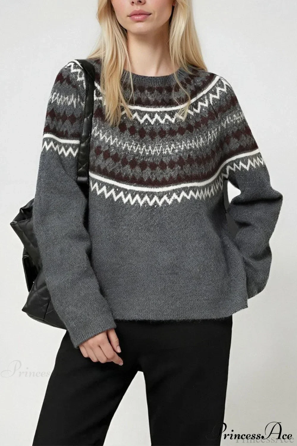 Lazy-Style Fair Isle Retro Versatile Crew-Neck Sweater - Image 7