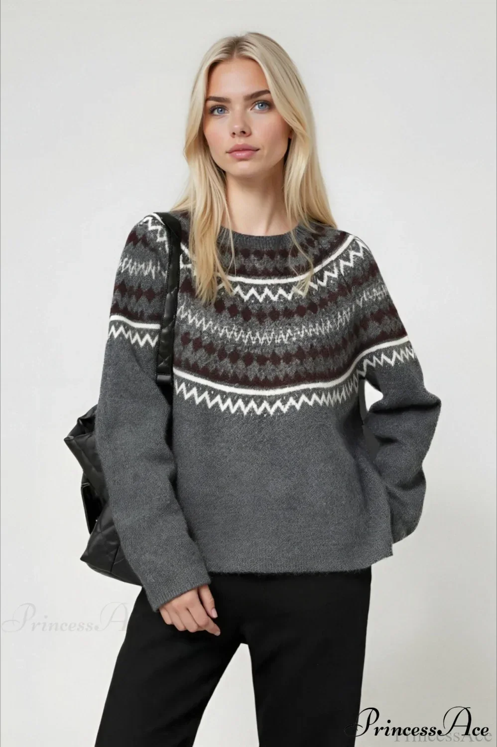 Lazy-Style Fair Isle Retro Versatile Crew-Neck Sweater - Image 9