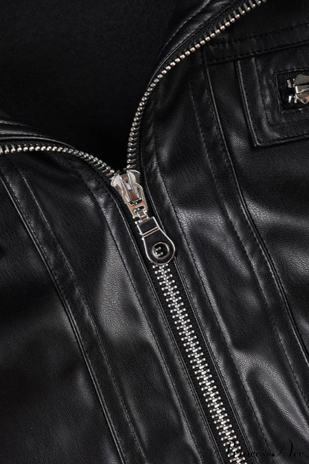 Leather Pocket Patchwork Dark Utility Jacket - Image 4