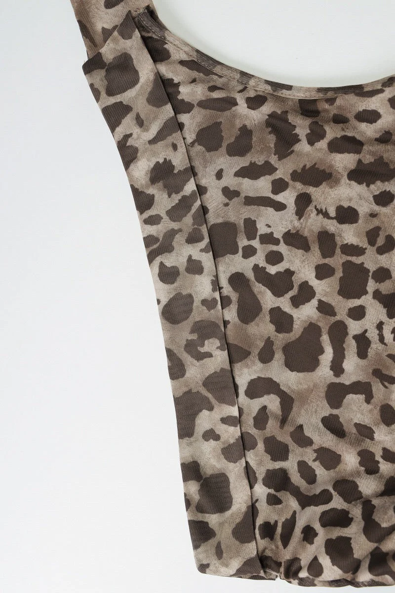 Leopard Asym Shoulder Sleeveless Halter Top - Image 5