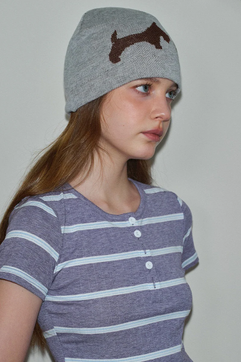 Leopard Heart Dog Pattern Wool Blend Knitted Hat - Image 3