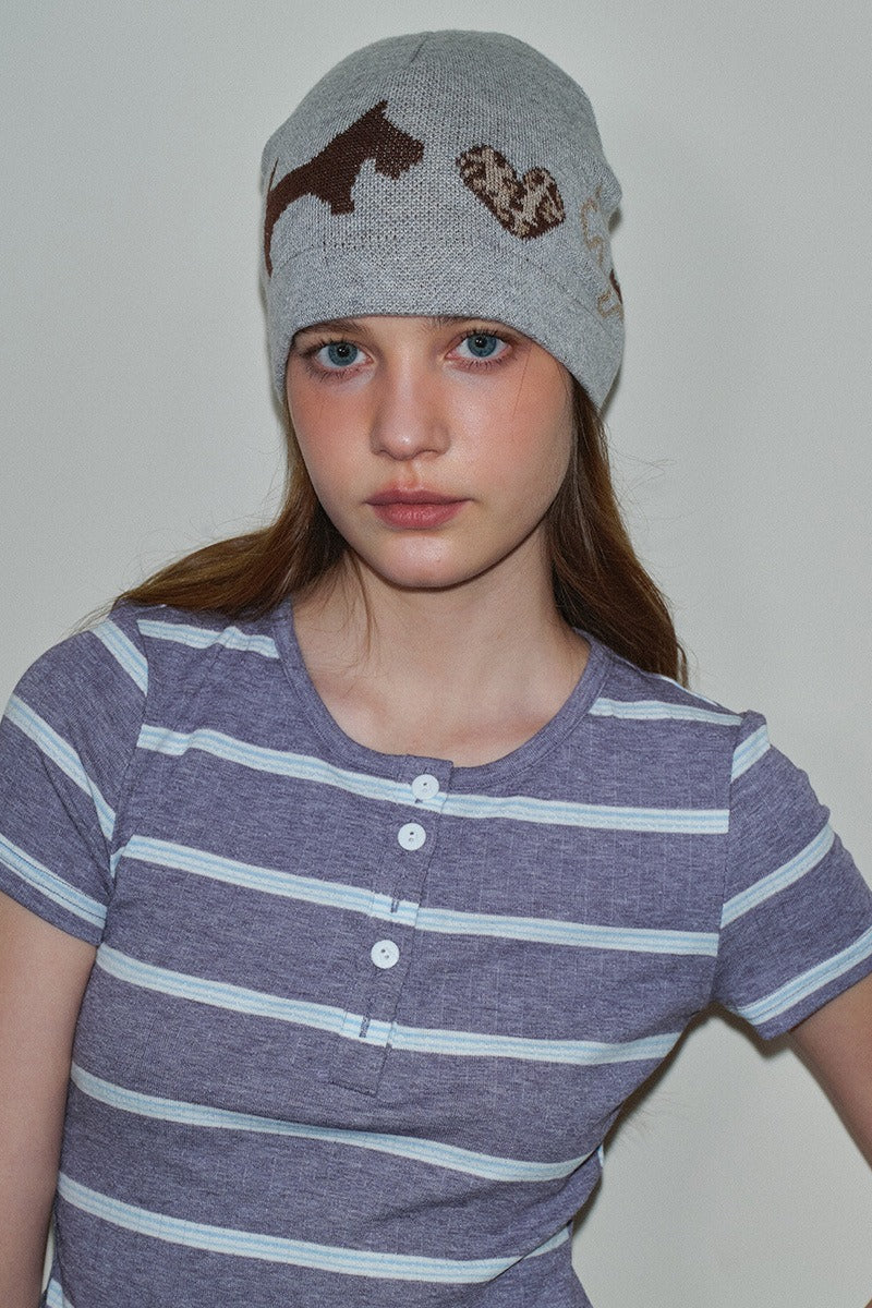 Leopard Heart Dog Pattern Wool Blend Knitted Hat - Image 4