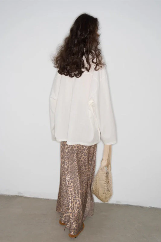 Leopard Print Elastic Waist Straight-Cut Maxi Skirt - Image 3