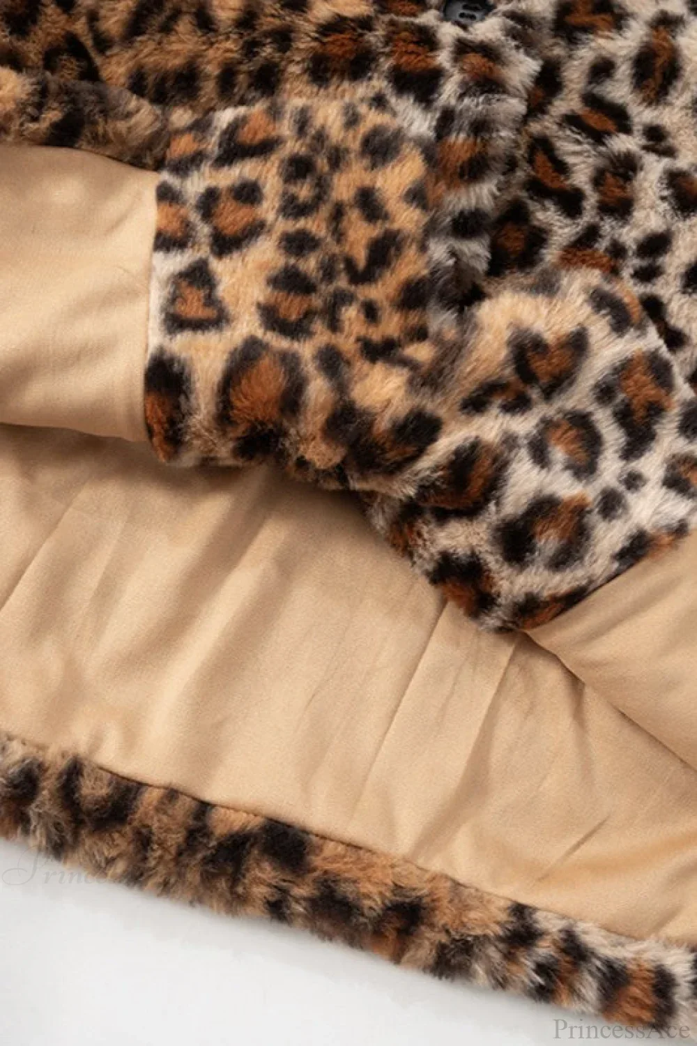 Leopard Print Faux Fur Collar Vintage Coat - Image 8