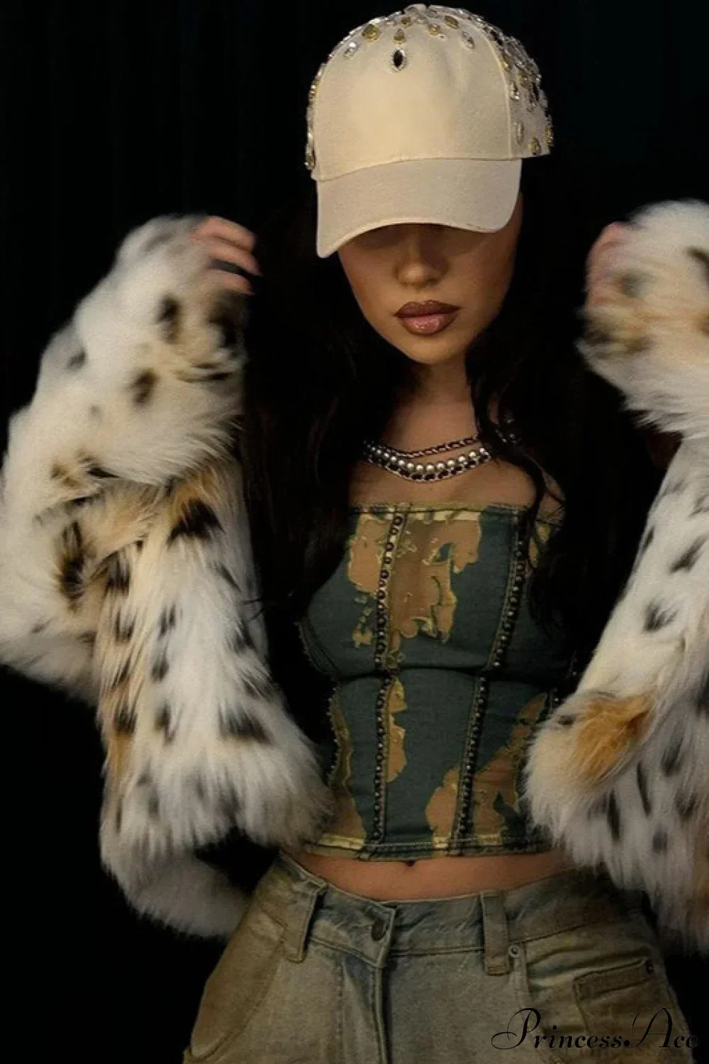 Leopard Print Faux Fur Long-Sleeve Warm Coat - Image 3