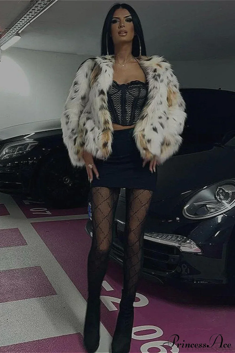 Leopard Print Faux Fur Long-Sleeve Warm Coat - Image 6