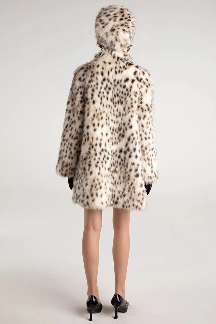 Leopard Print Faux Fur Trench Coat - Image 3