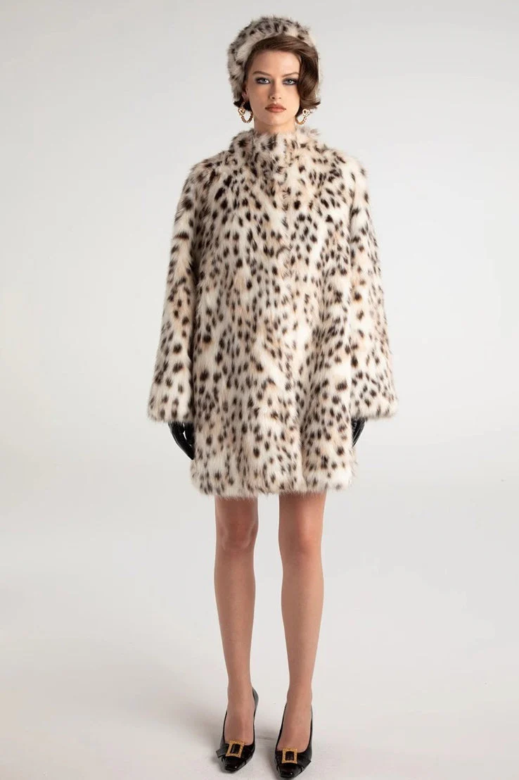 Leopard Print Faux Fur Trench Coat - Image 4