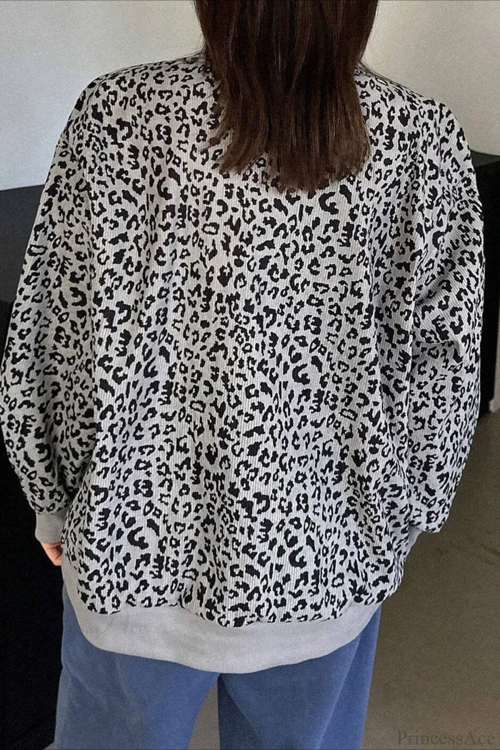 Leopard Print Half-Zip V-Neck Long Sleeve Sweatshirt - Image 16