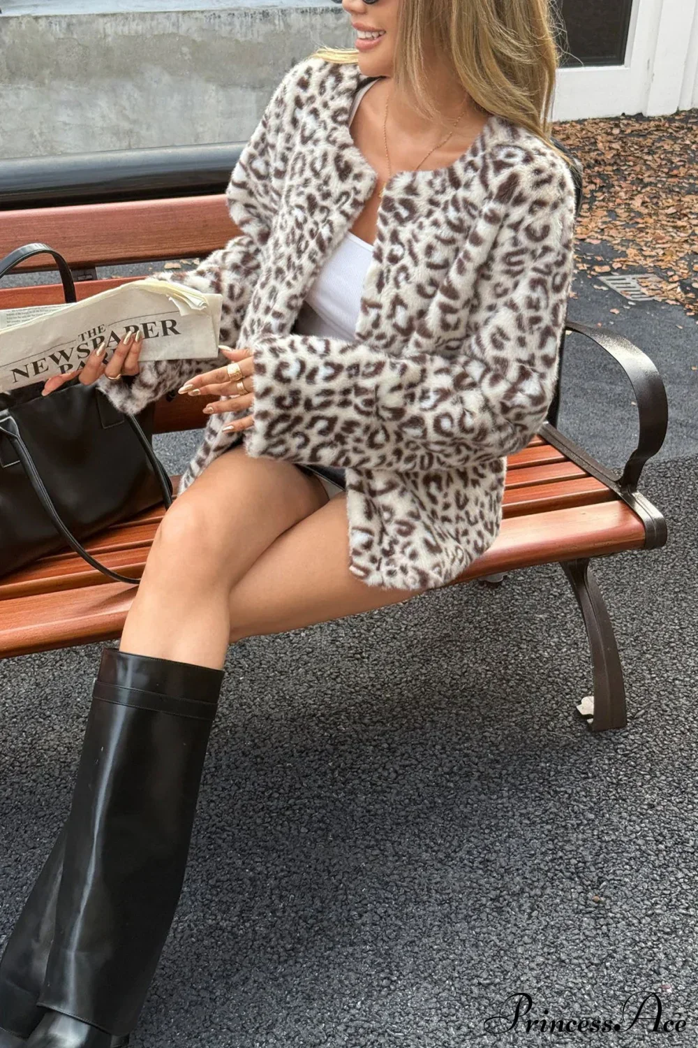 Leopard Print Long Sleeve Y2K Crop Coat - Image 5