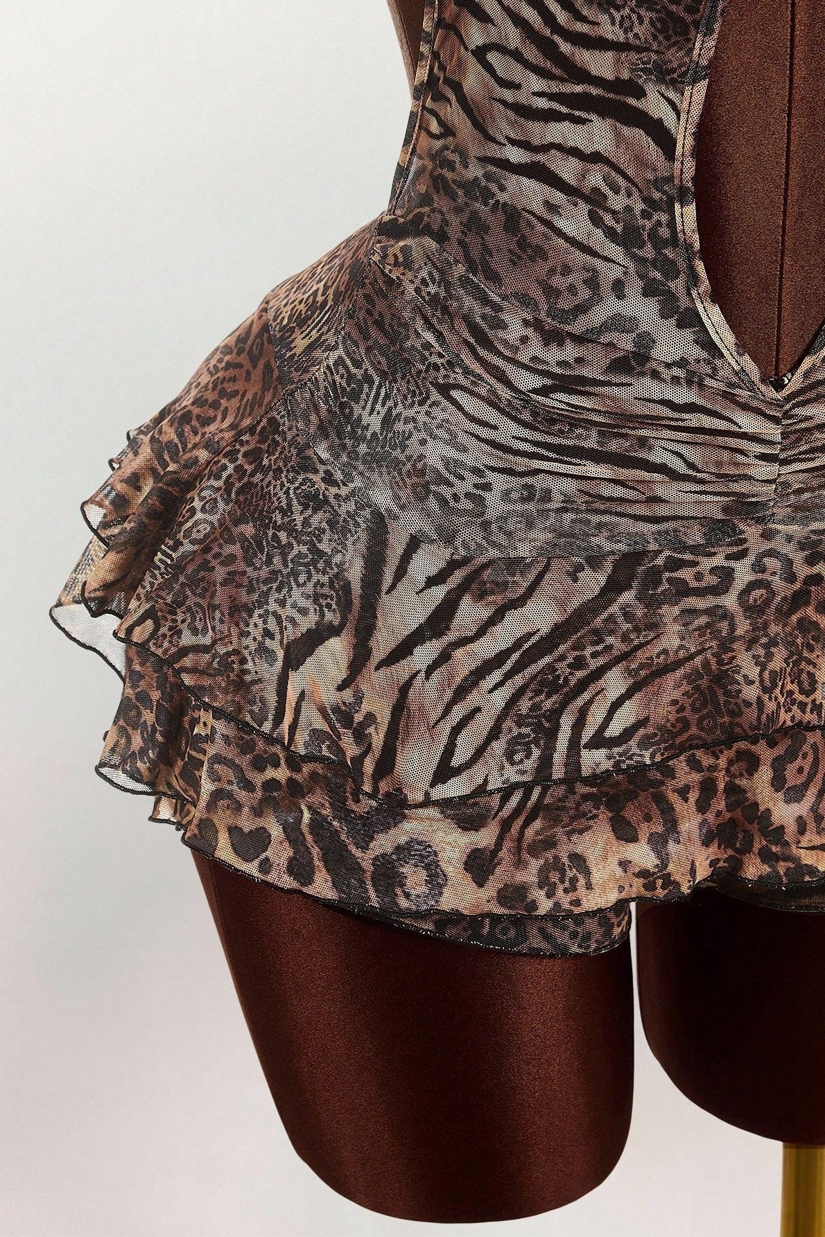 Leopard Print Sexy Halter Tie Tiered Mini Dress - Image 6