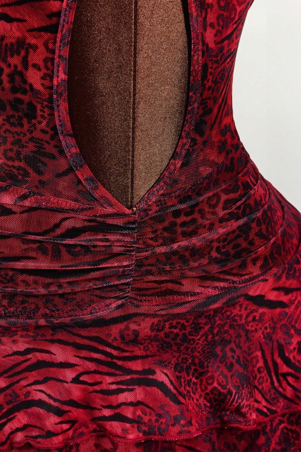 Leopard Print Sexy Halter Tie Tiered Mini Dress - Image 9
