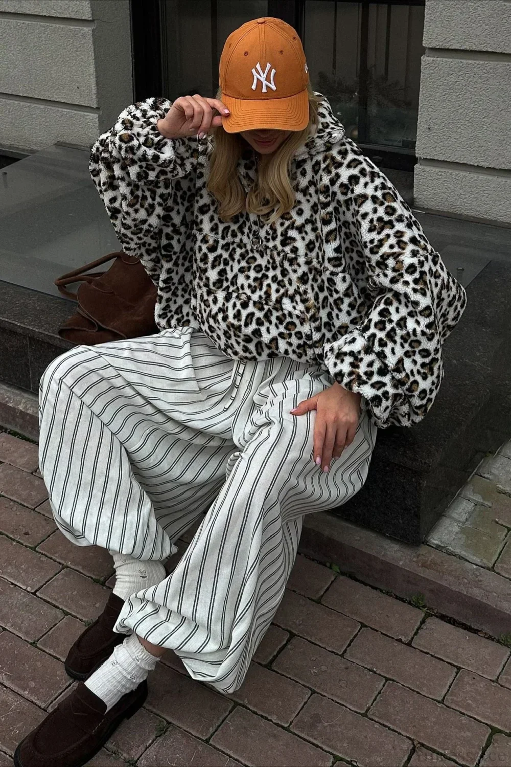 Leopard Sherpa Plush Loose Sweatshirt - Image 6