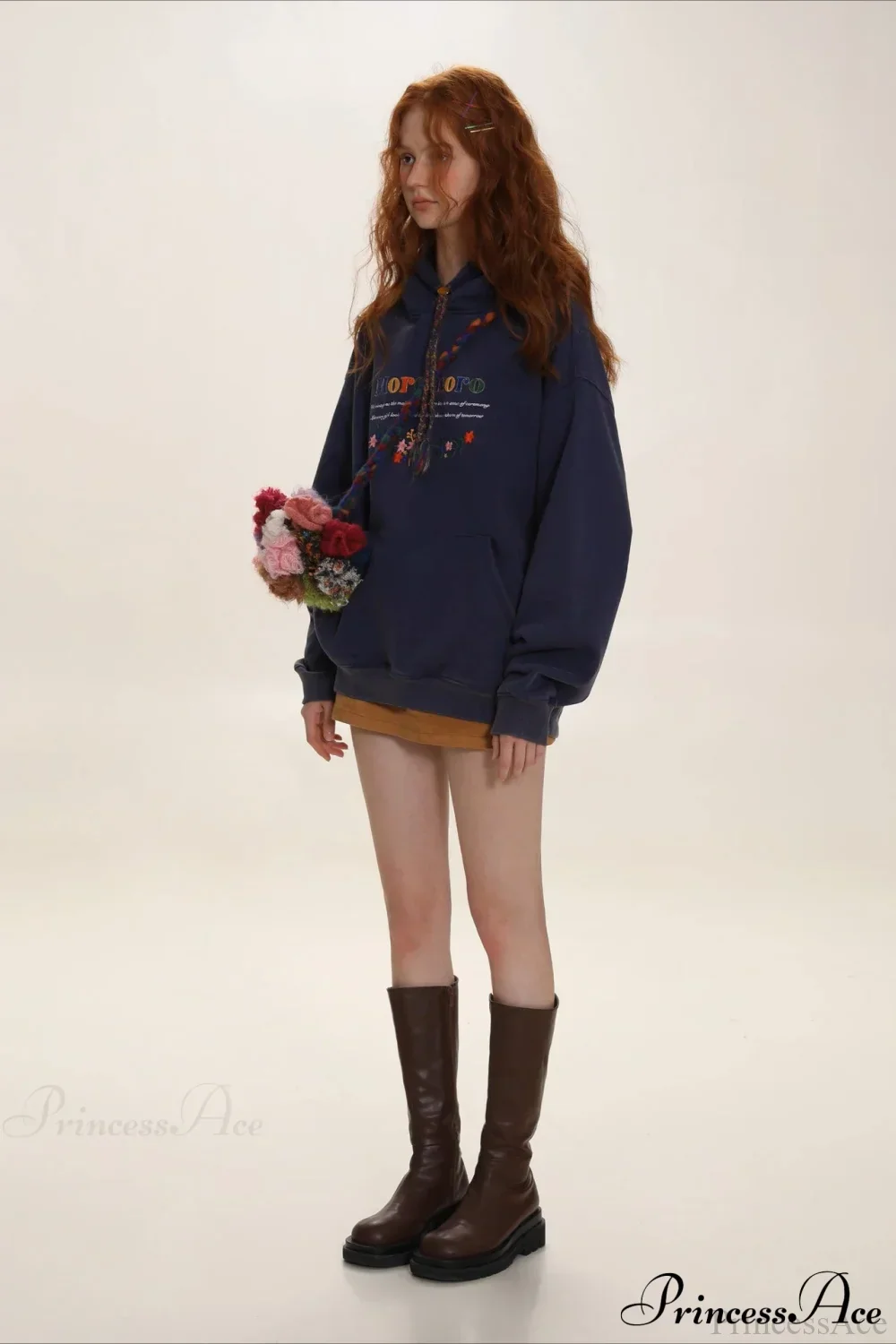 Letter Embroidery Relaxed Thickened  Hoodie - Image 3