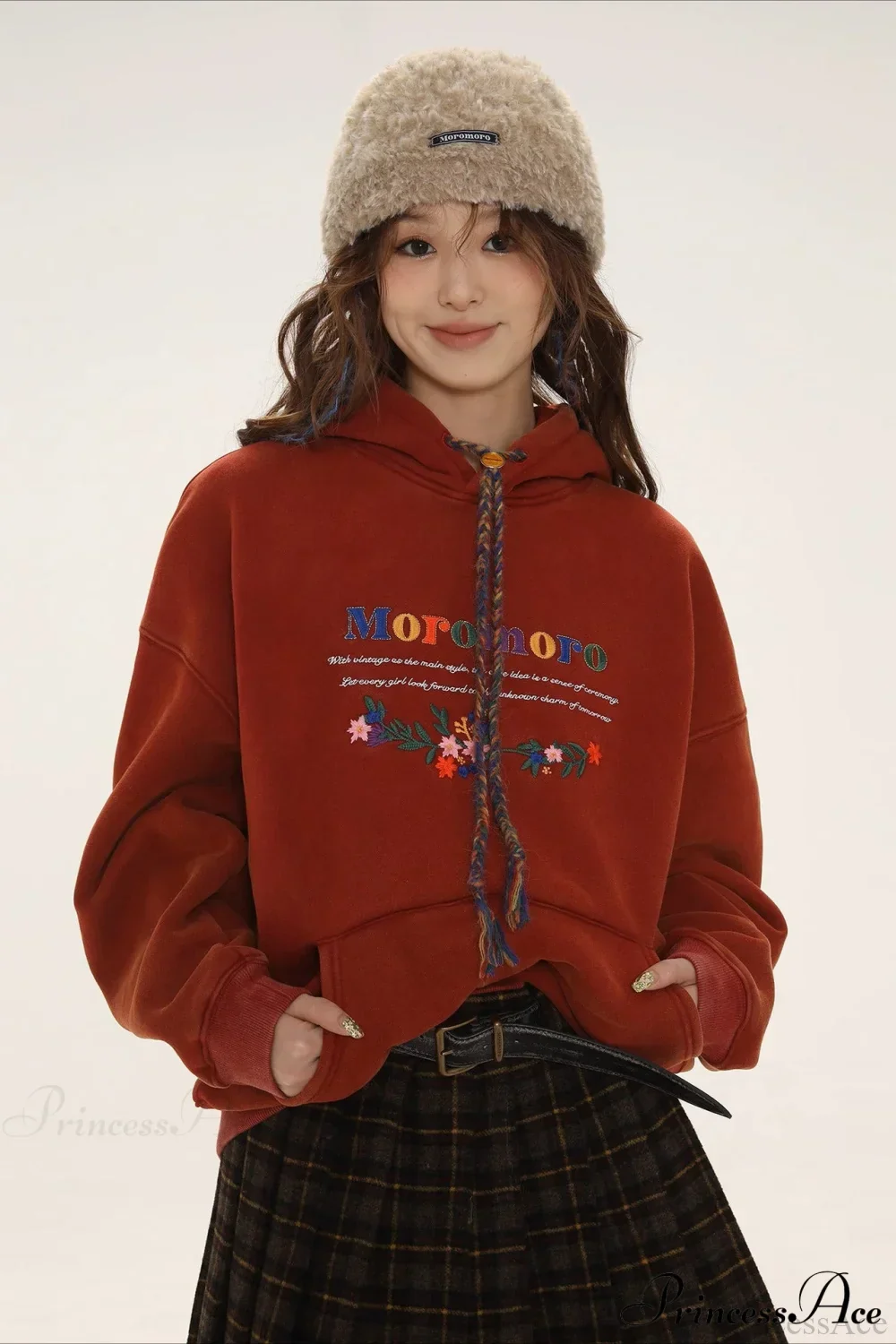 Letter Embroidery Relaxed Thickened  Hoodie - Image 5