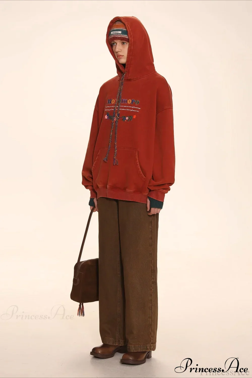 Letter Embroidery Relaxed Thickened  Hoodie - Image 7