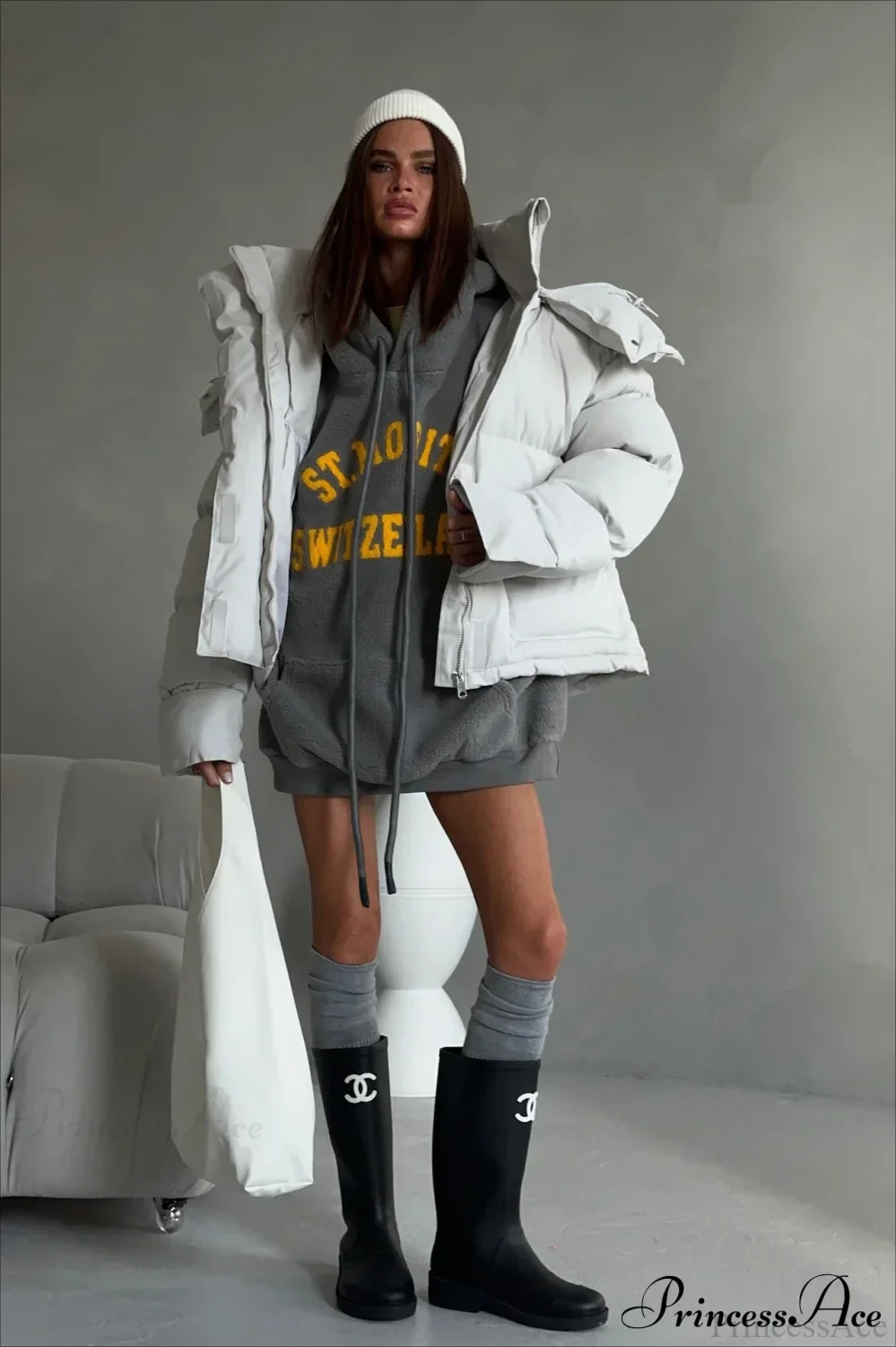 Letter Oversized Fleece Pullover Hoodie - Image 4
