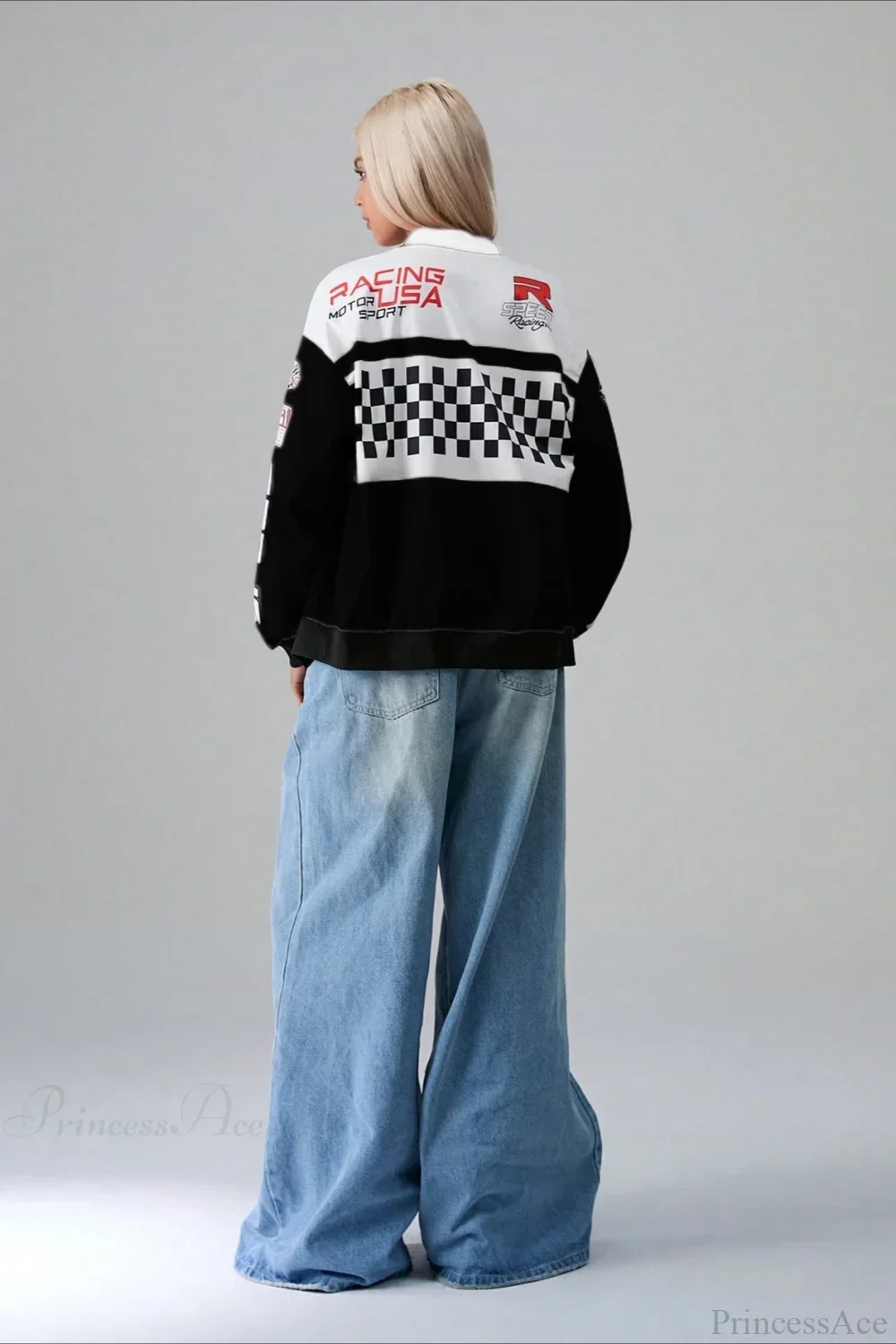 Letter Print Long Sleeve Fashion Jacket - Image 3
