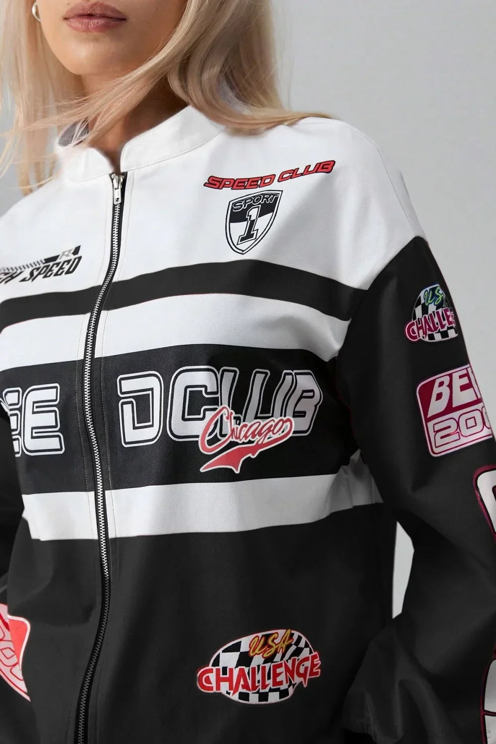 Letter Print Long Sleeve Fashion Jacket - Image 4