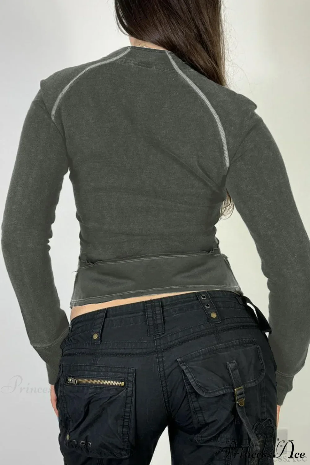 Letter Print Slim Paneled Stand Collar Hoodie - Image 2