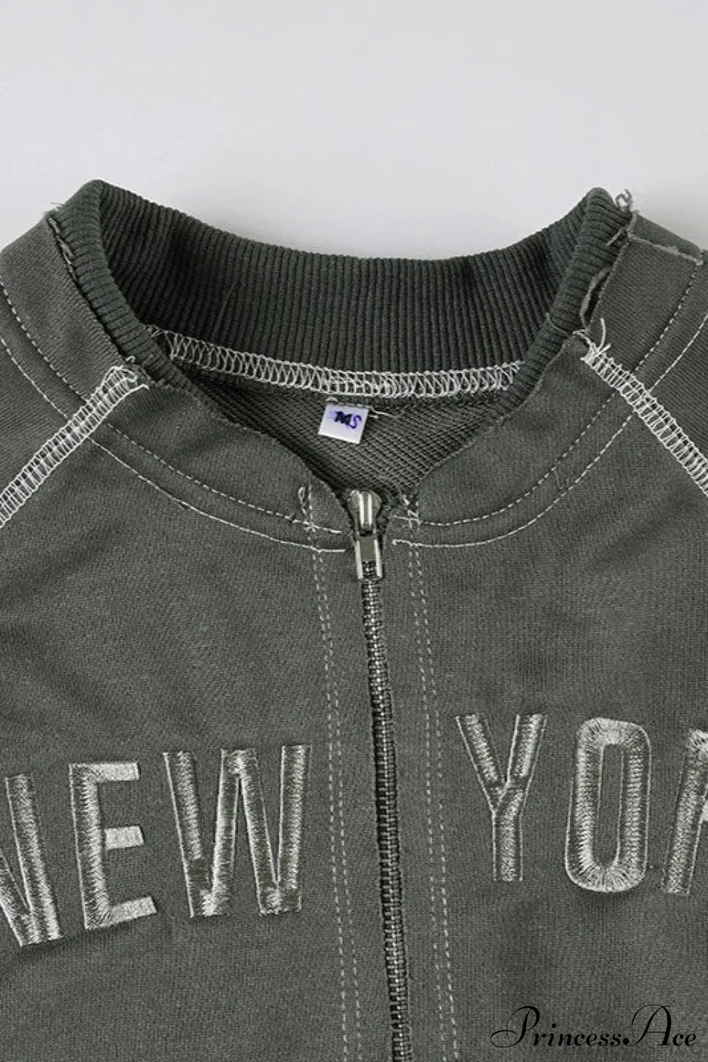 Letter Print Slim Paneled Stand Collar Hoodie - Image 3