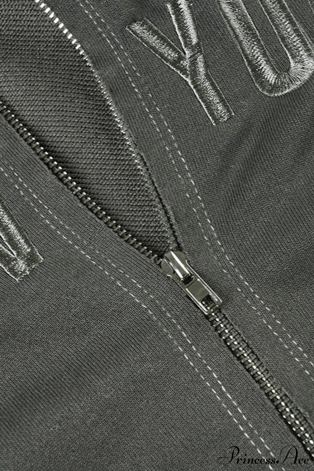 Letter Print Slim Paneled Stand Collar Hoodie - Image 4