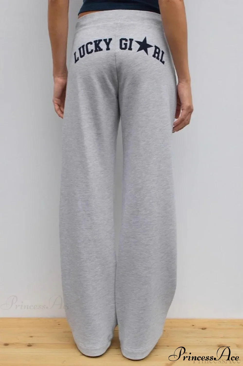 Letter Print Y2K Elastic Waist Draped Pants - Image 3