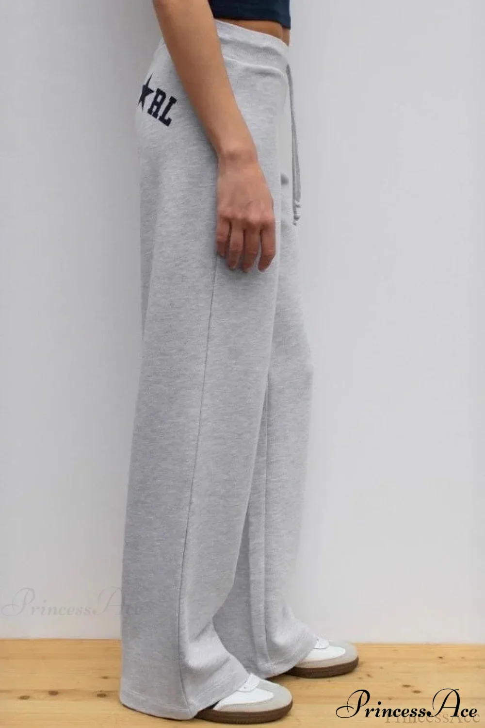 Letter Print Y2K Elastic Waist Draped Pants - Image 4
