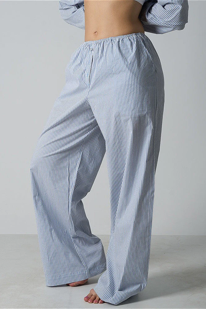 Light Striped Elastic Relaxed Pants - Image 11