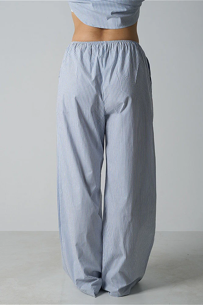 Light Striped Elastic Relaxed Pants - Image 12
