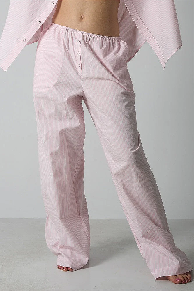 Light Striped Elastic Relaxed Pants - Image 2