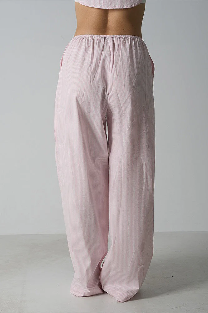 Light Striped Elastic Relaxed Pants - Image 5