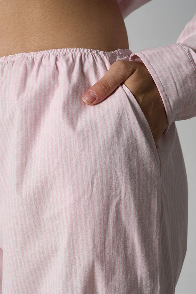 Light Striped Elastic Relaxed Pants - Image 7