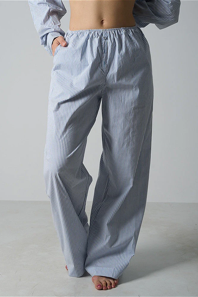 Light Striped Elastic Relaxed Pants - Image 8