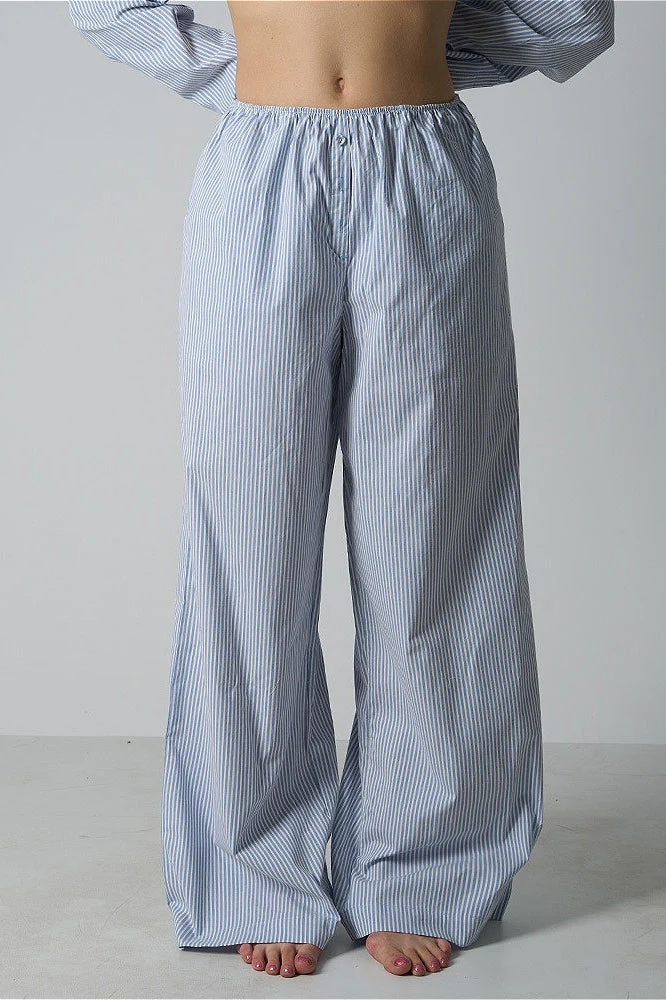 Light Striped Elastic Relaxed Pants - Image 9