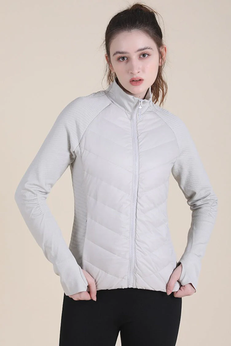 Lightweight Slim Stand Collar Down Puffer Windproof Sports Jacket - Image 8