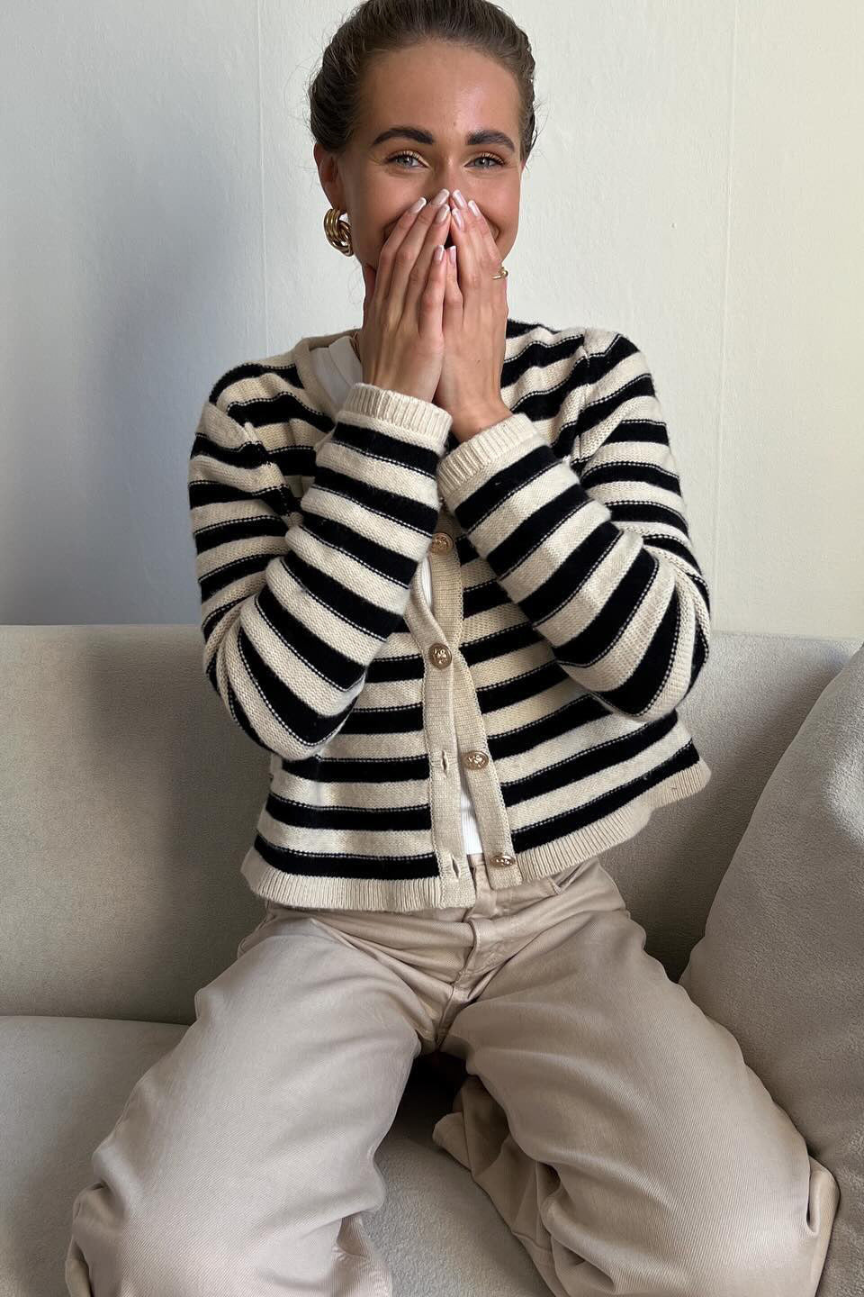Lightweight Striped Knit Cardigan - Image 3