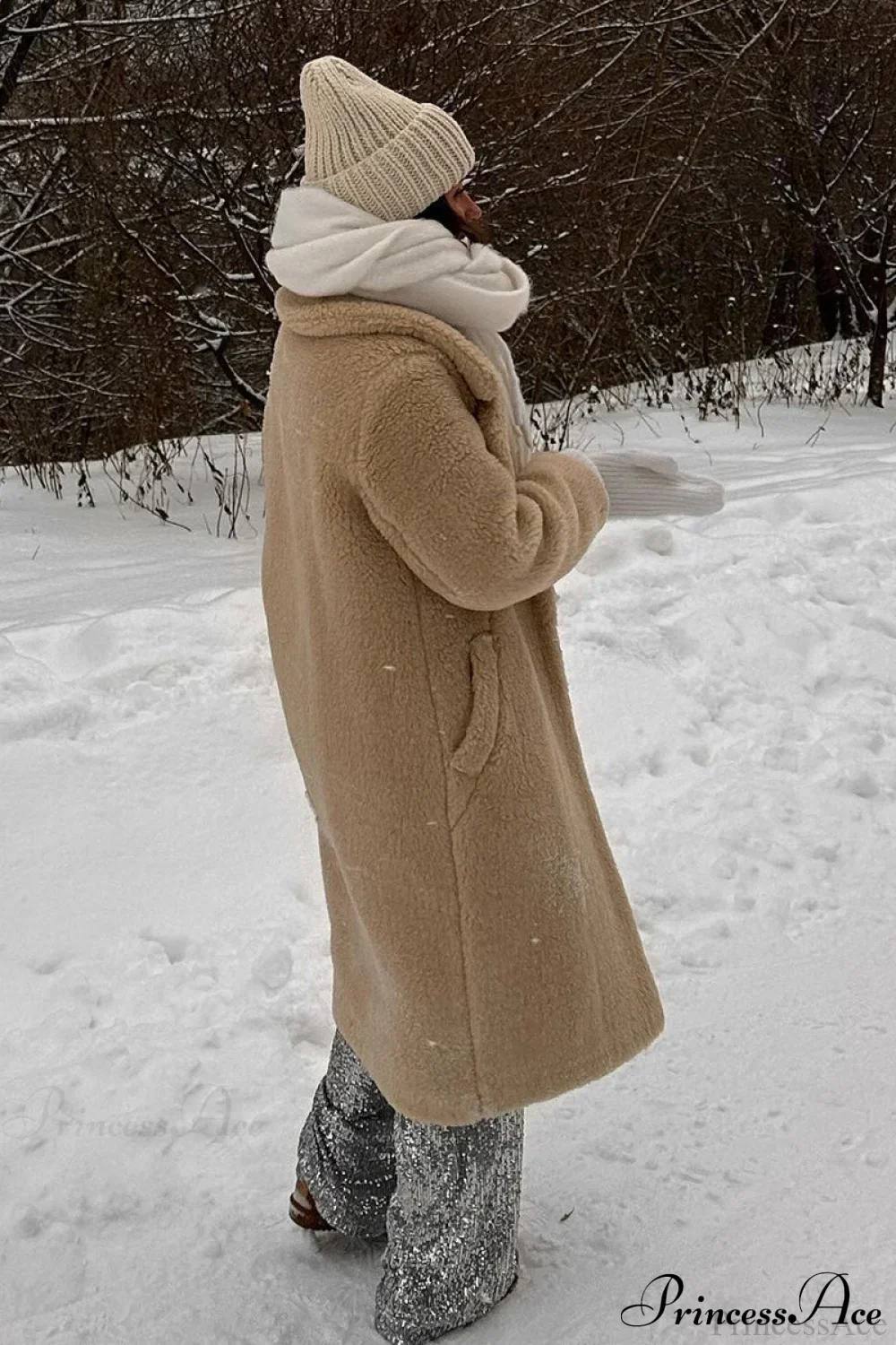 Long Fleece Sherpa Warm Fuzzy Overcoat - Image 2