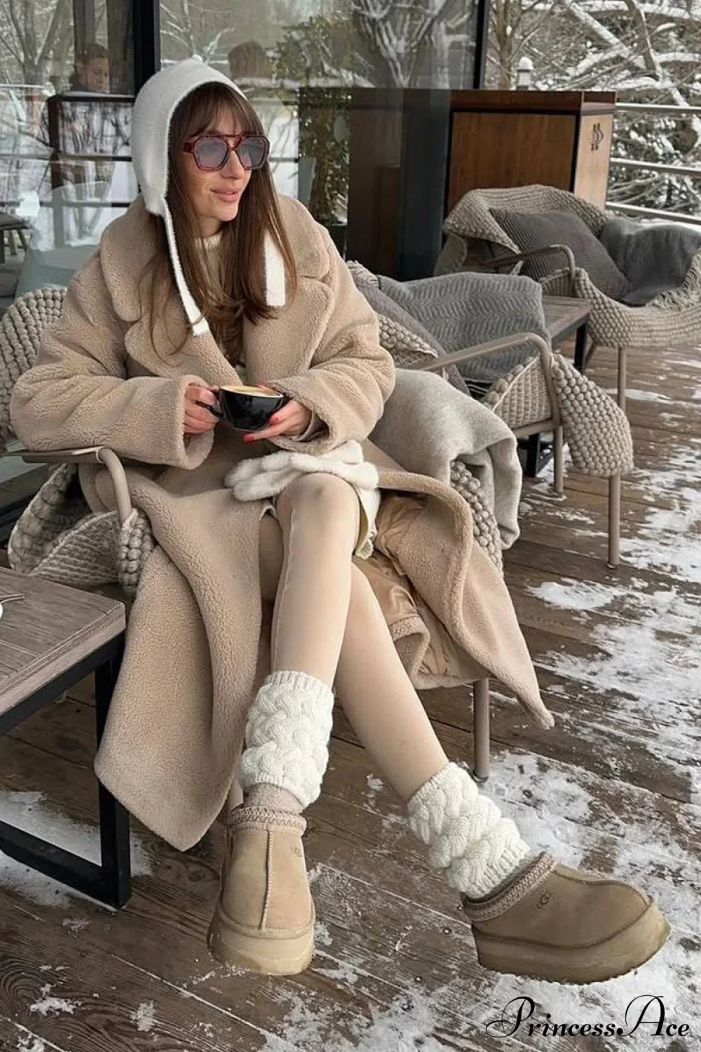 Long Fleece Sherpa Warm Fuzzy Overcoat - Image 3