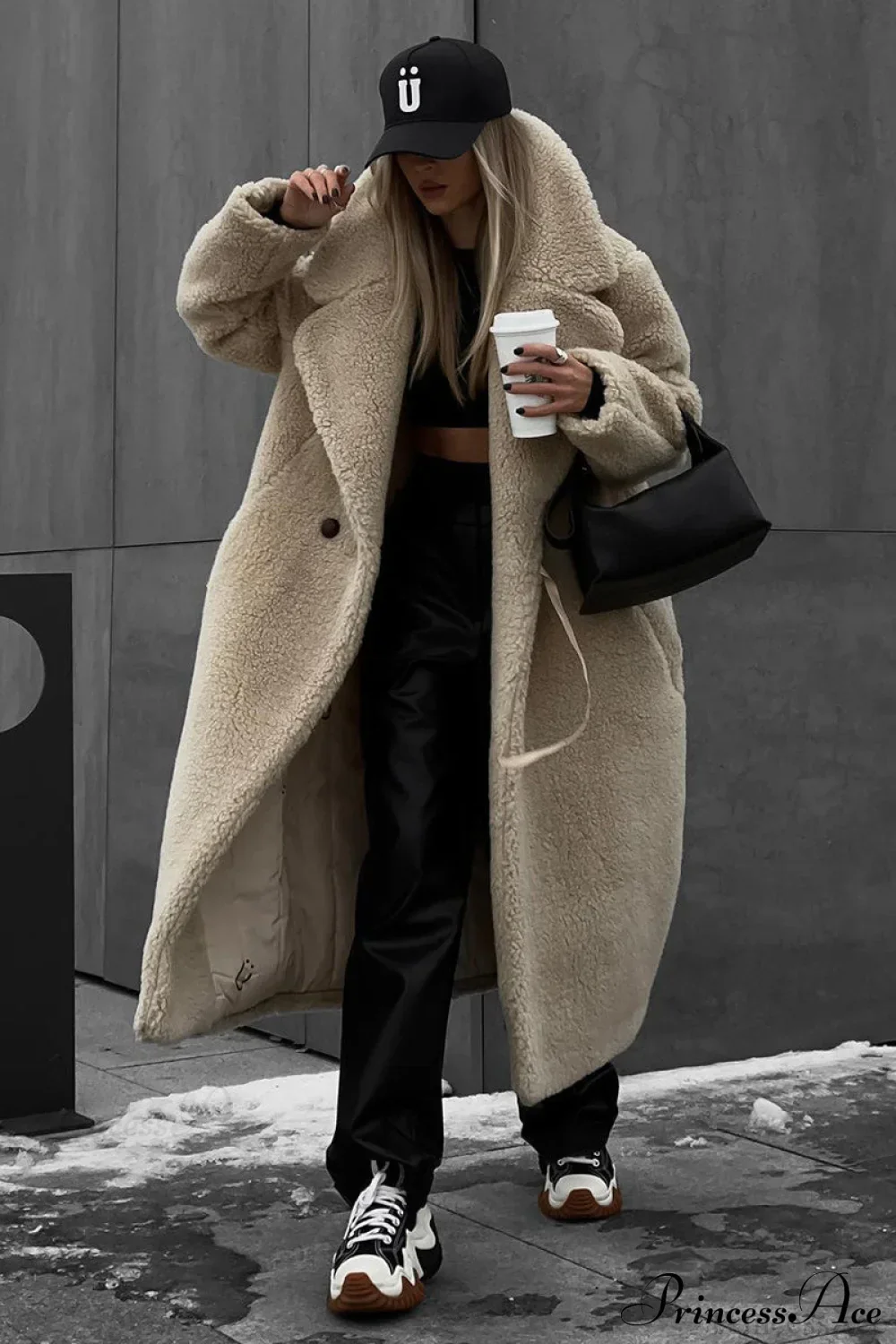 Long Fleece Sherpa Warm Fuzzy Overcoat - Image 5