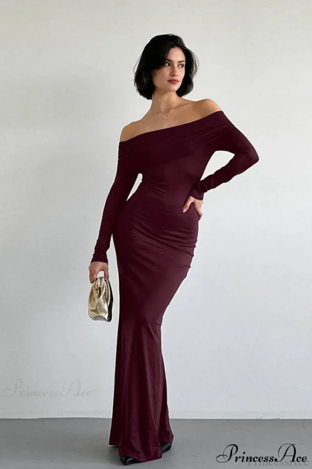 Long Sleeve Off Shoulder Sexy Bodycon Maxi Dress - Image 2