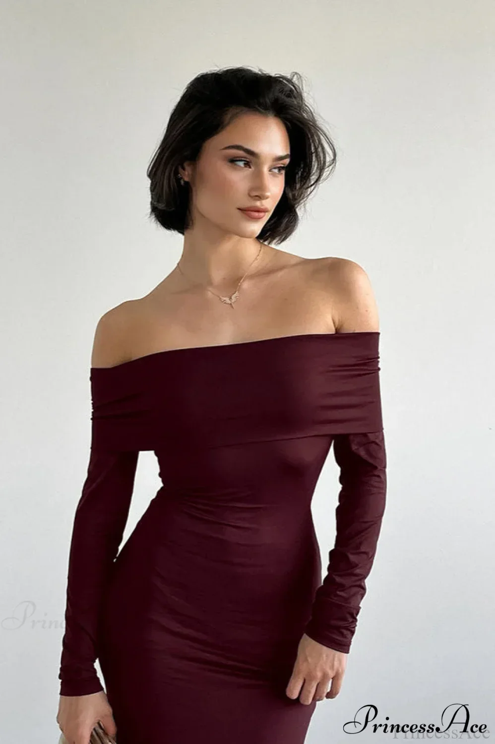 Long Sleeve Off Shoulder Sexy Bodycon Maxi Dress - Image 4