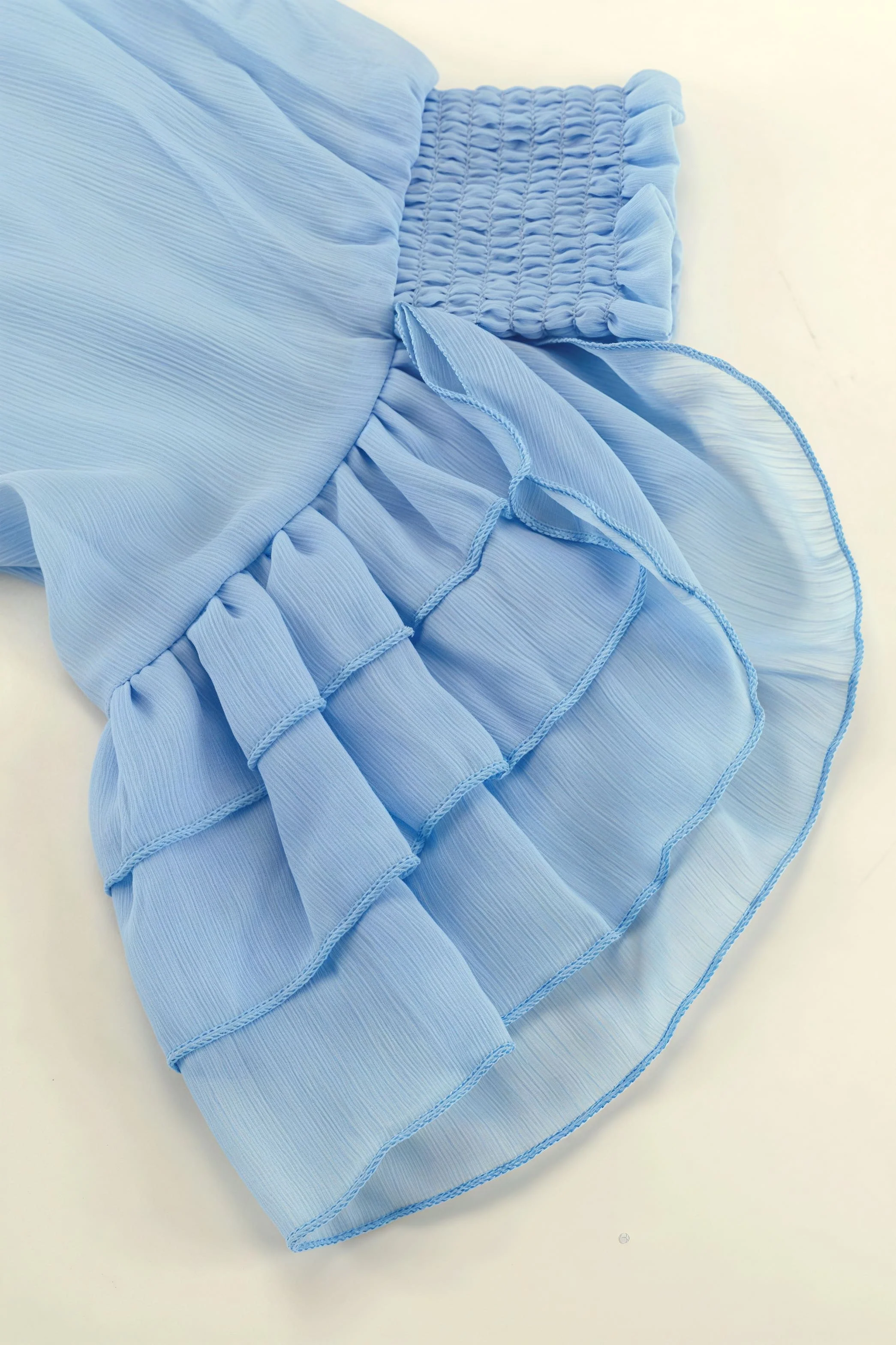 Long Sleeve Tie Mesh Sheer Tiered Mini Dress - Image 7