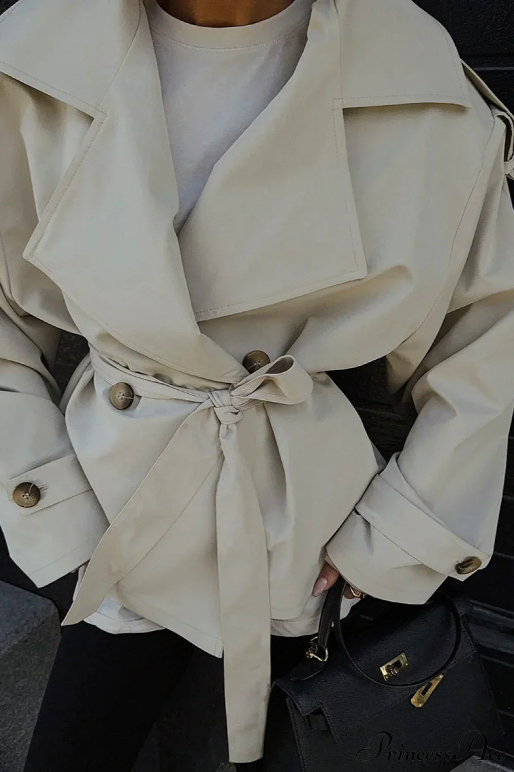 Loose Belted Long Sleeve Trench Coat - Image 2