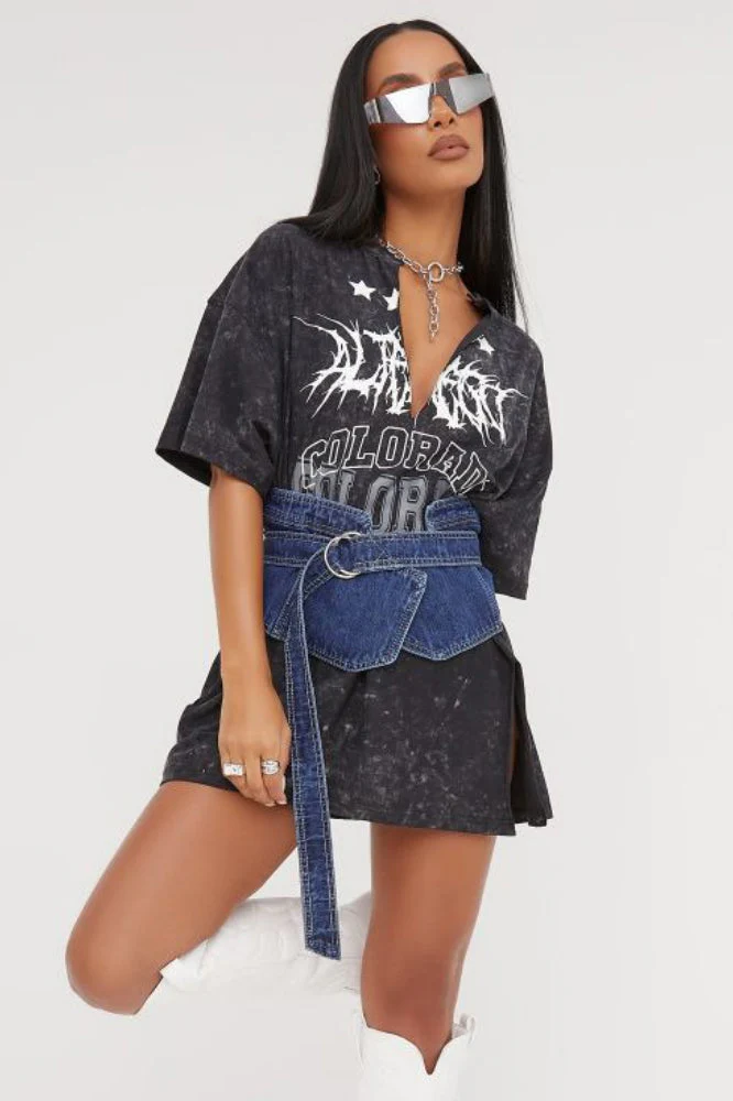Loose Casual Sexy V Neck Vintage T-shirt - Image 2