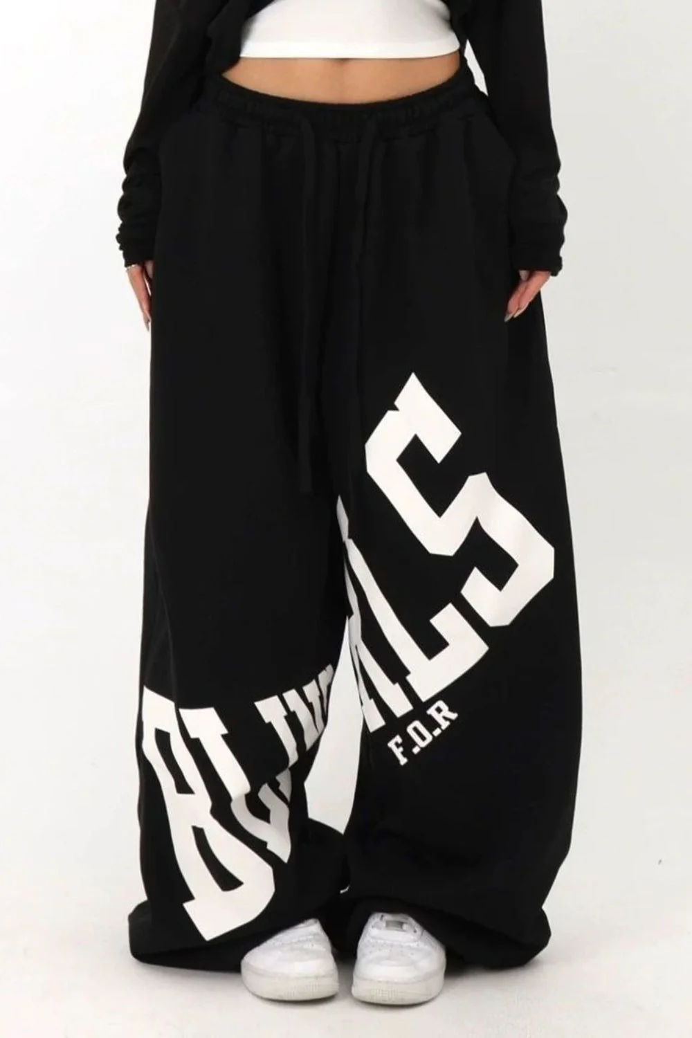 Loose Elastic Letter Printed Casual Pants - Image 6