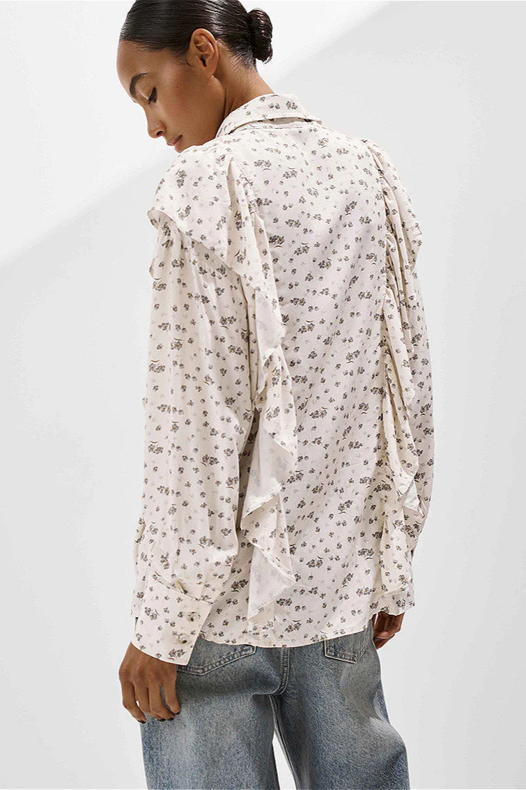 Loose Floral Ruffled Printed Blouse - Image 2
